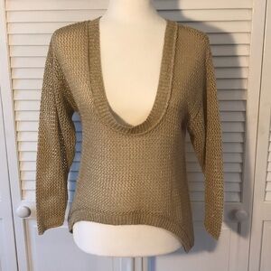 Bisou Bisou Sparkly Sheer Tan Top Size Small
